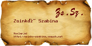Zsinkó Szabina névjegykártya
